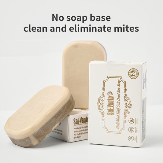 SALVENTO Dead Sea Half Salt Half Mud Handmade Soap Bar Facial Cleansing Soap Oil Control Soap